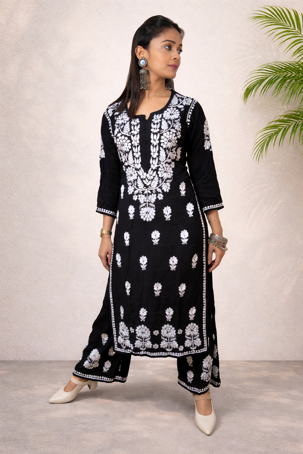 Black Chikankari Kurta Set