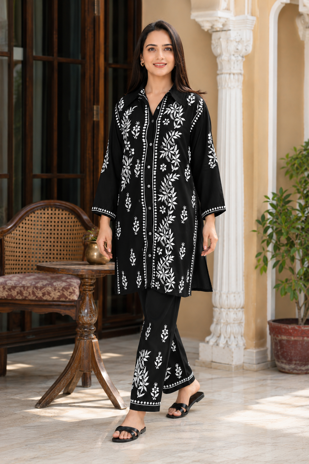 Printed Chikankari Co-Ord Set