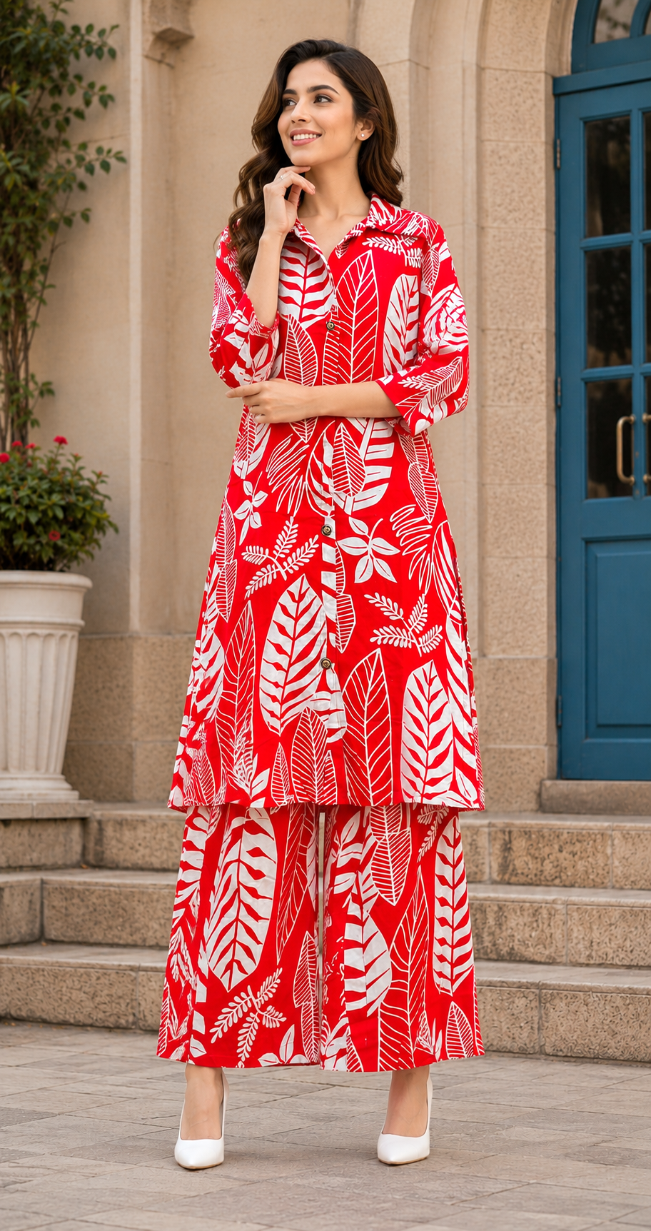 Tropical Leaf Print Co-Ord Set