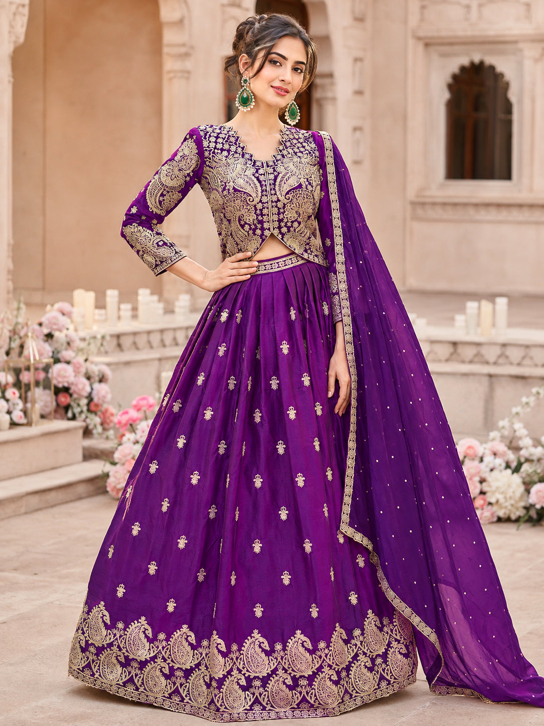 Lehenga Choli Set with Dupatta - Violet