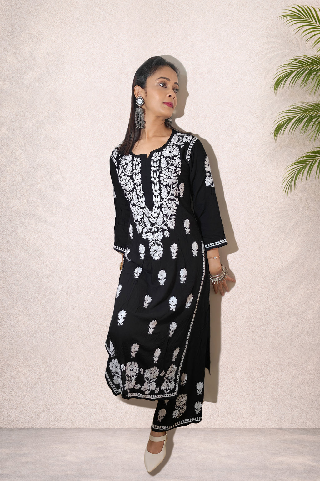 Black Chikankari Kurta Set