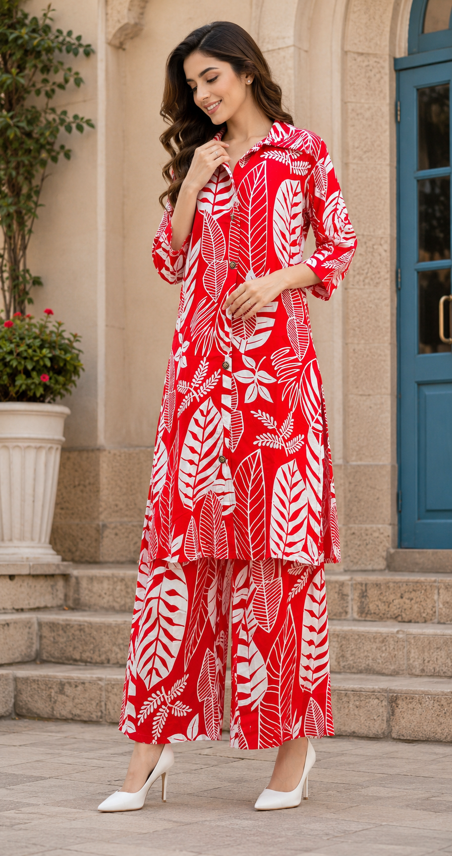Tropical Leaf Print Co-Ord Set
