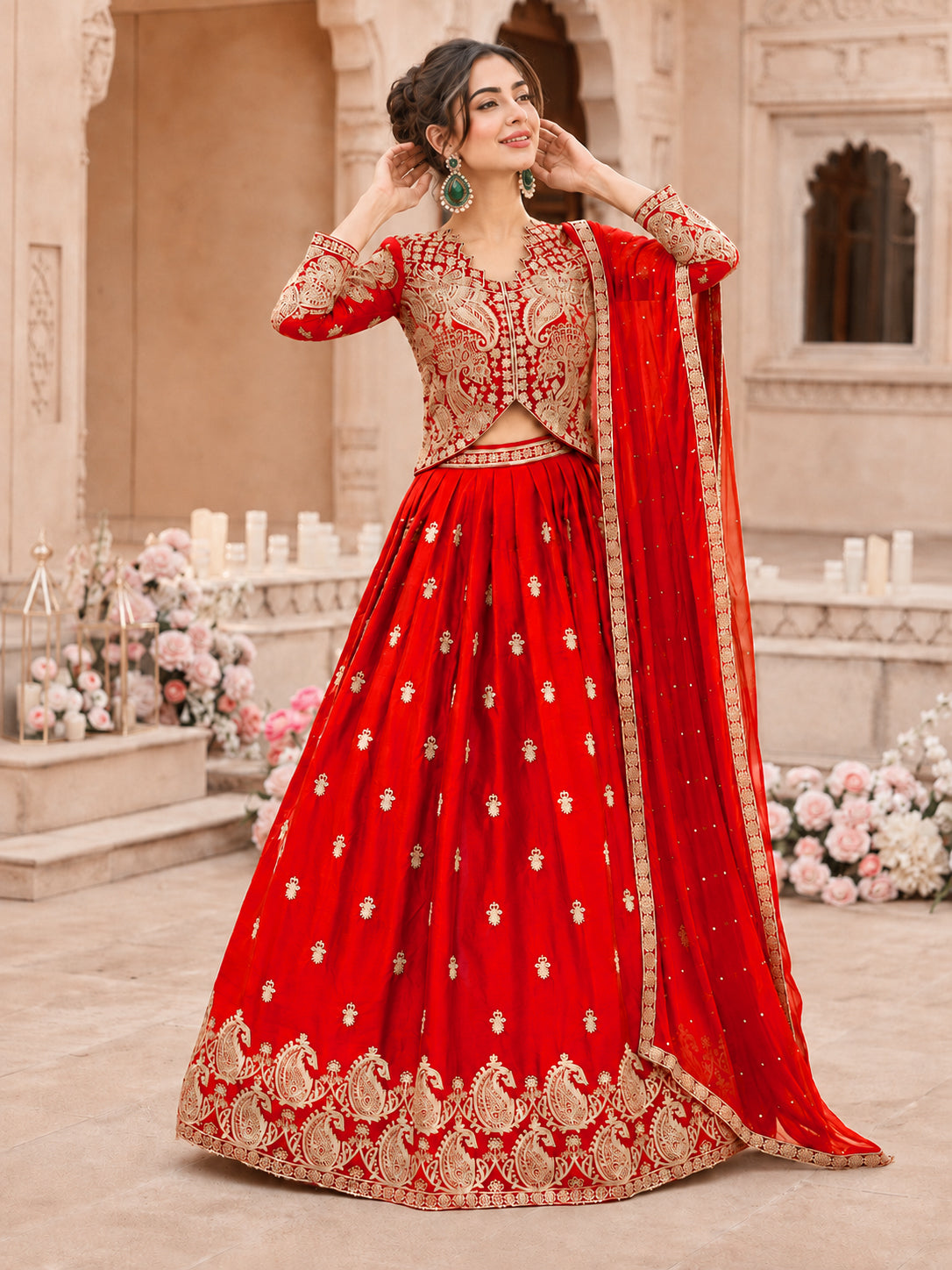 Lehenga Choli Set with Dupatta -Orange