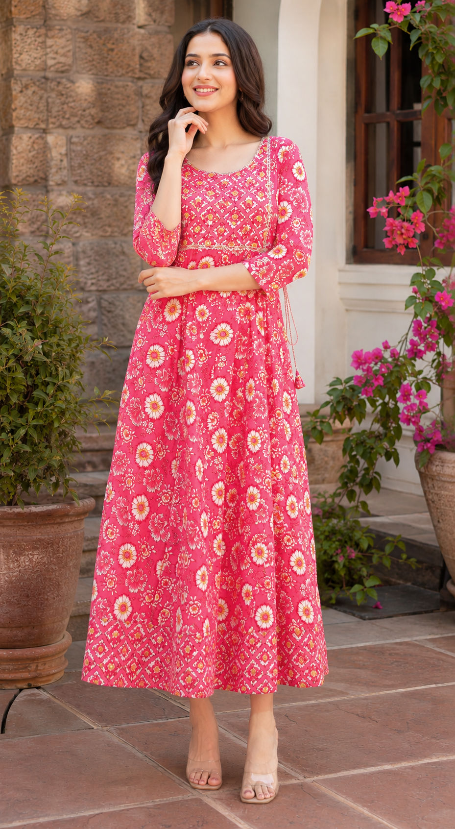 Floral Printed Anarkali Kurta / Dress