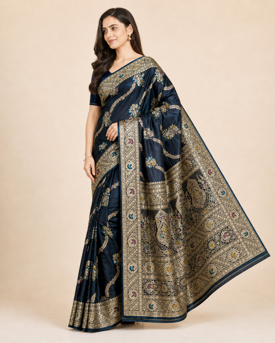 Navy Minakari Elegance Saree