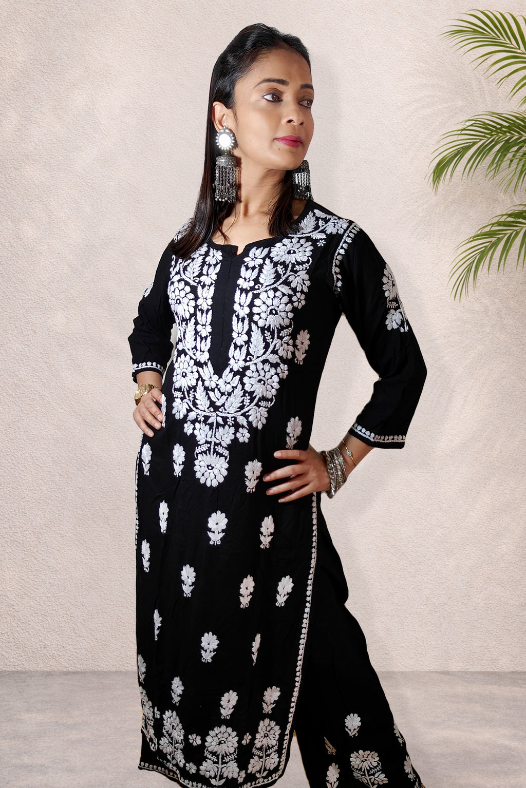 Black Chikankari Kurta Set