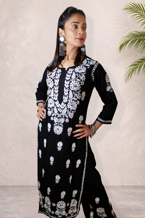 Black Chikankari Kurta Set