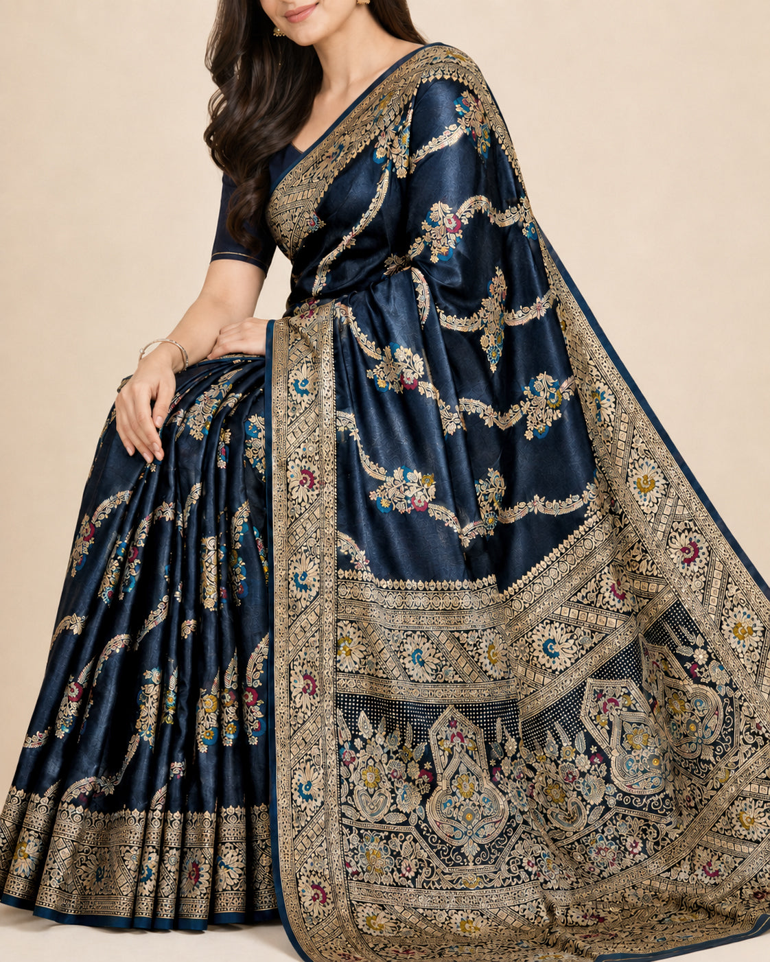 Navy Minakari Elegance Saree