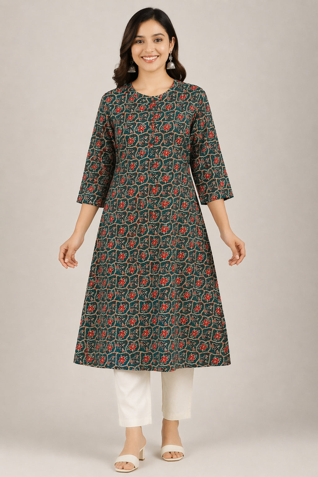 Floral Printed Cotton Kurta