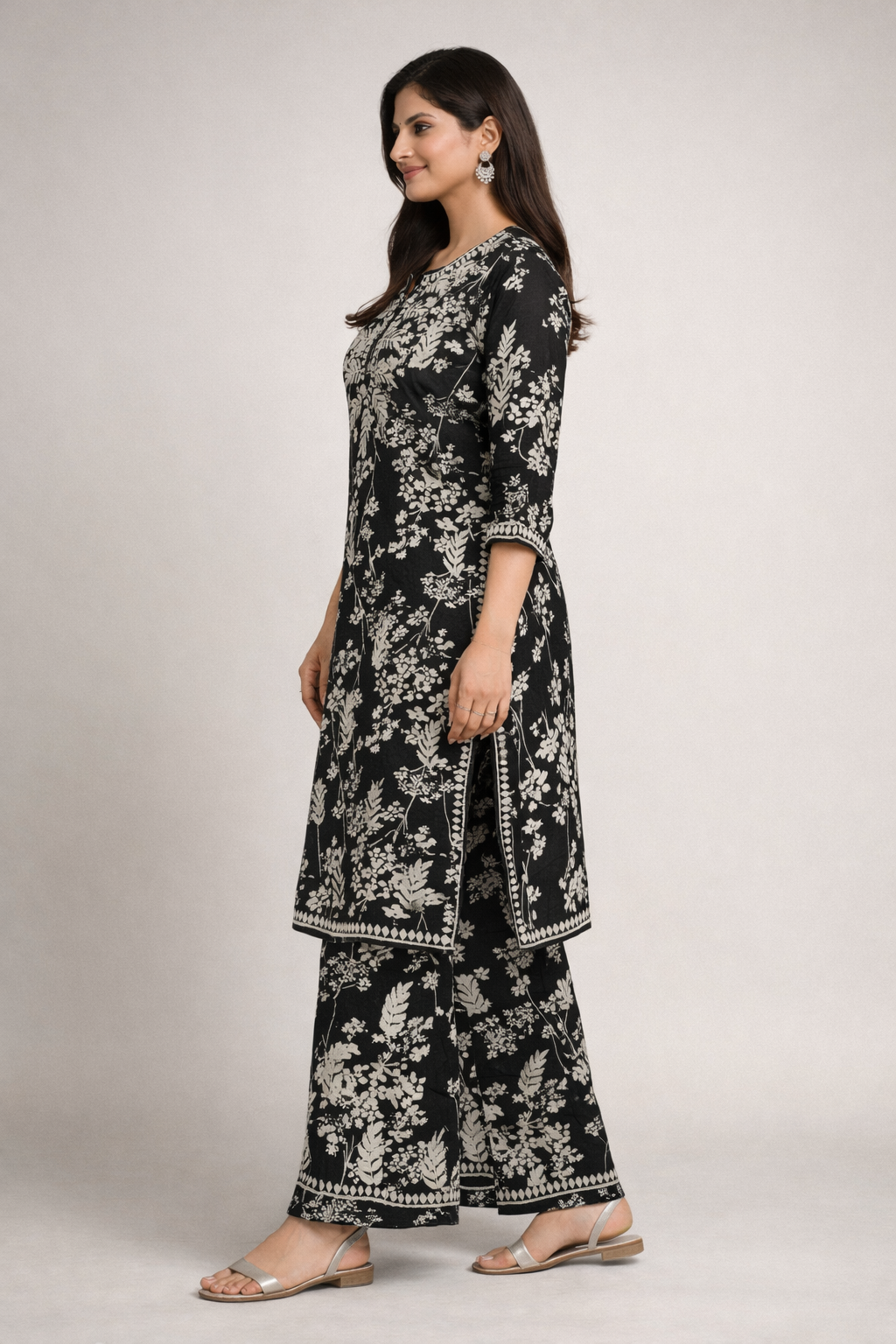 Printed Chikankari Kurta Set
