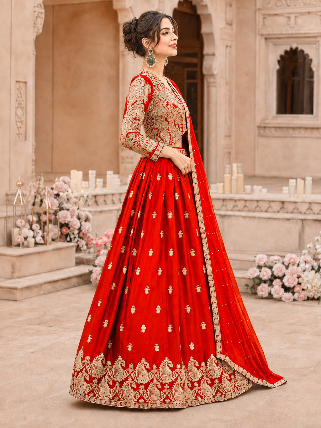 Lehenga Choli Set with Dupatta -Orange