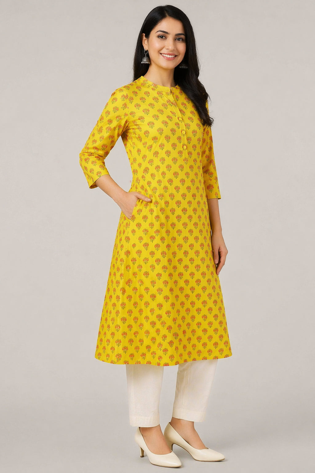 Floral Printed Cotton Kurta