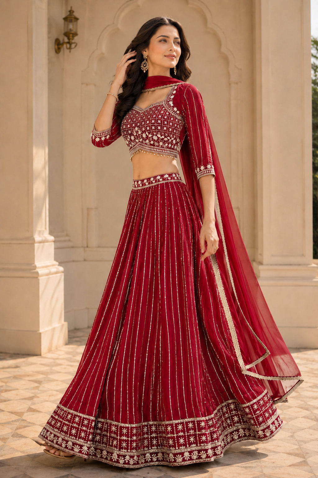 Embroidered Lehenga Choli Set with Dupatta