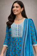 Ocean Bloom Anarkali Set