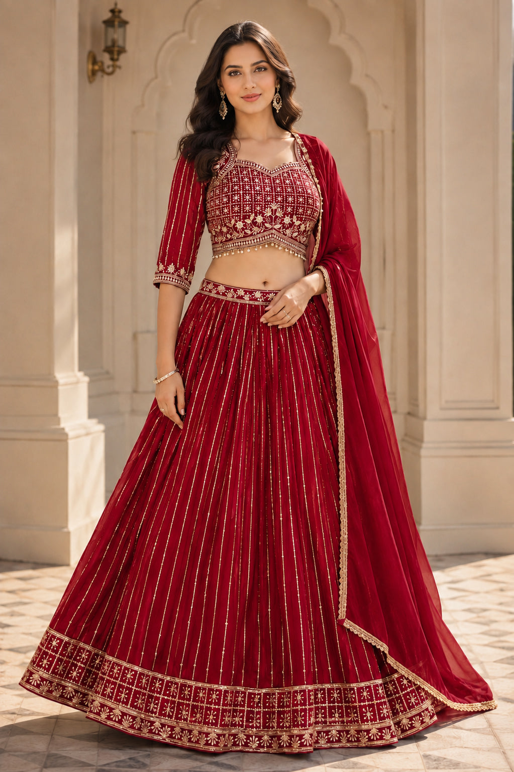 Embroidered Lehenga Choli Set with Dupatta