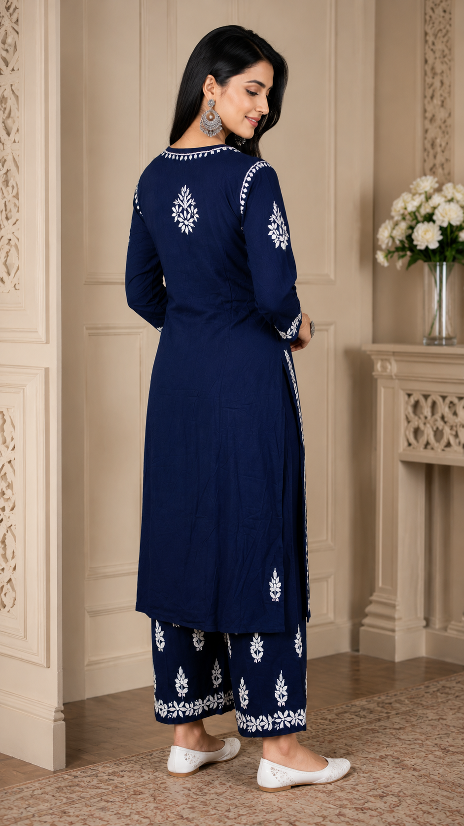 Navy Blue Chikankari Kurta Set