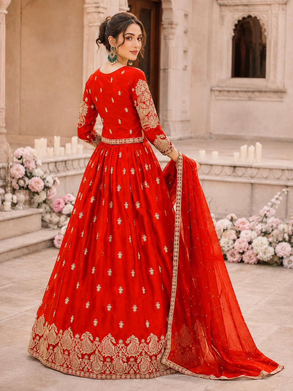 Lehenga Choli Set with Dupatta -Orange