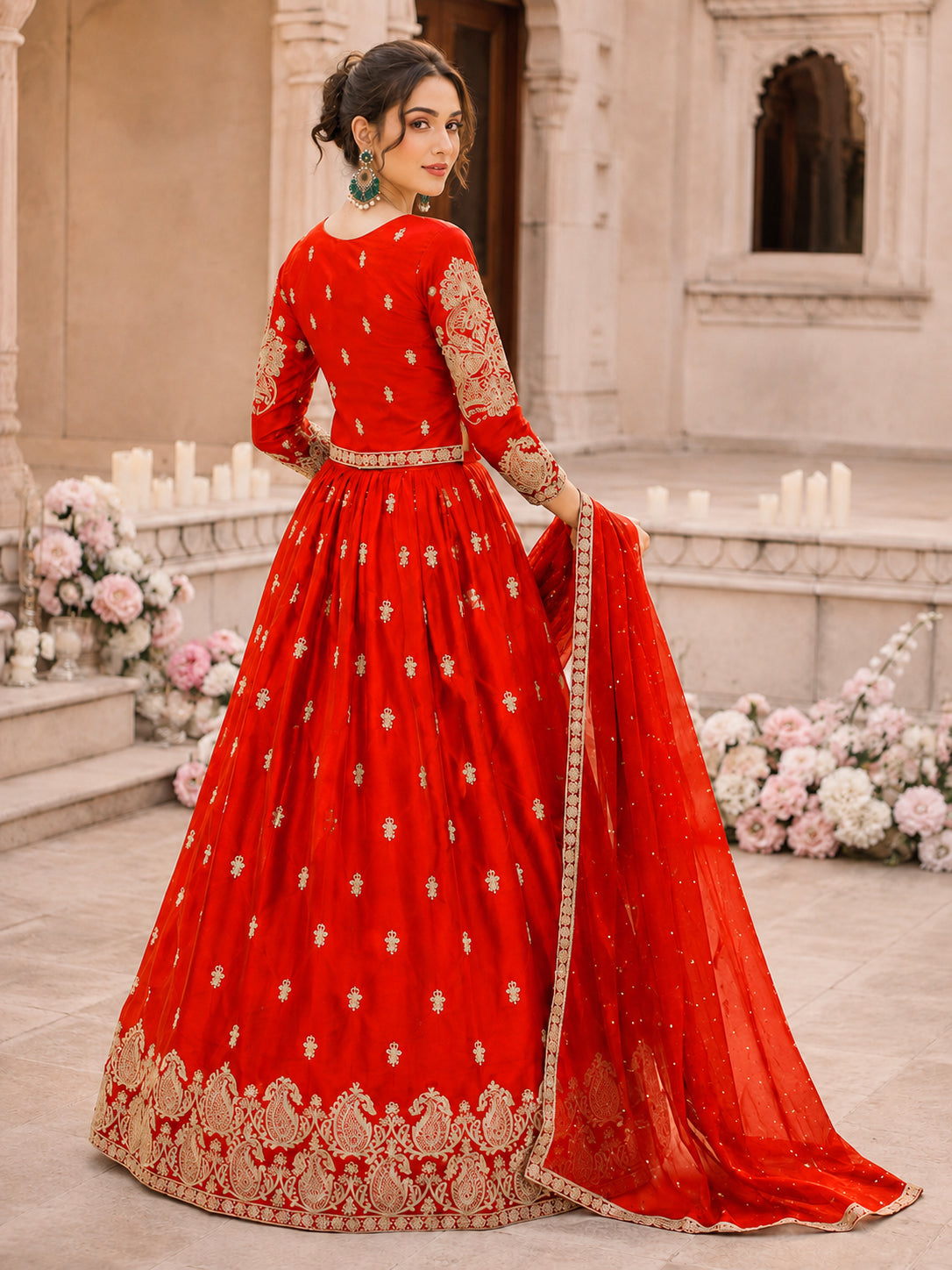Lehenga Choli Set with Dupatta -Orange