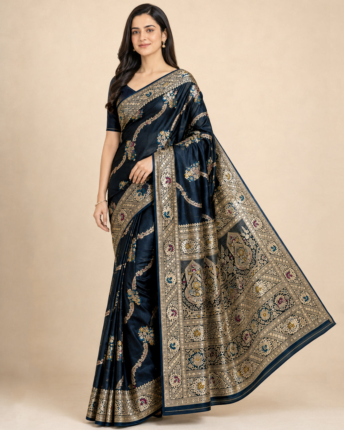 Navy Minakari Elegance Saree
