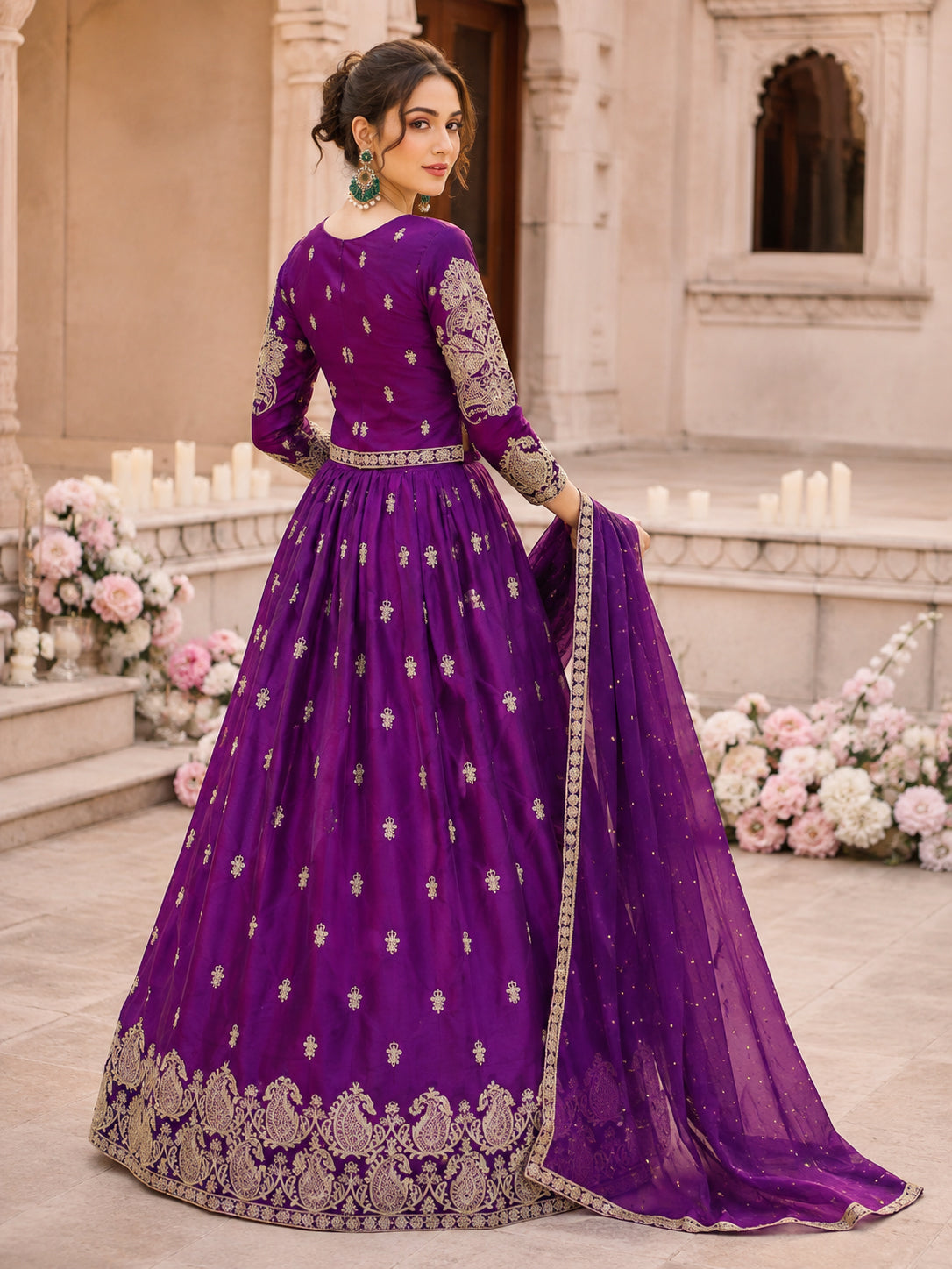 Lehenga Choli Set with Dupatta - Violet