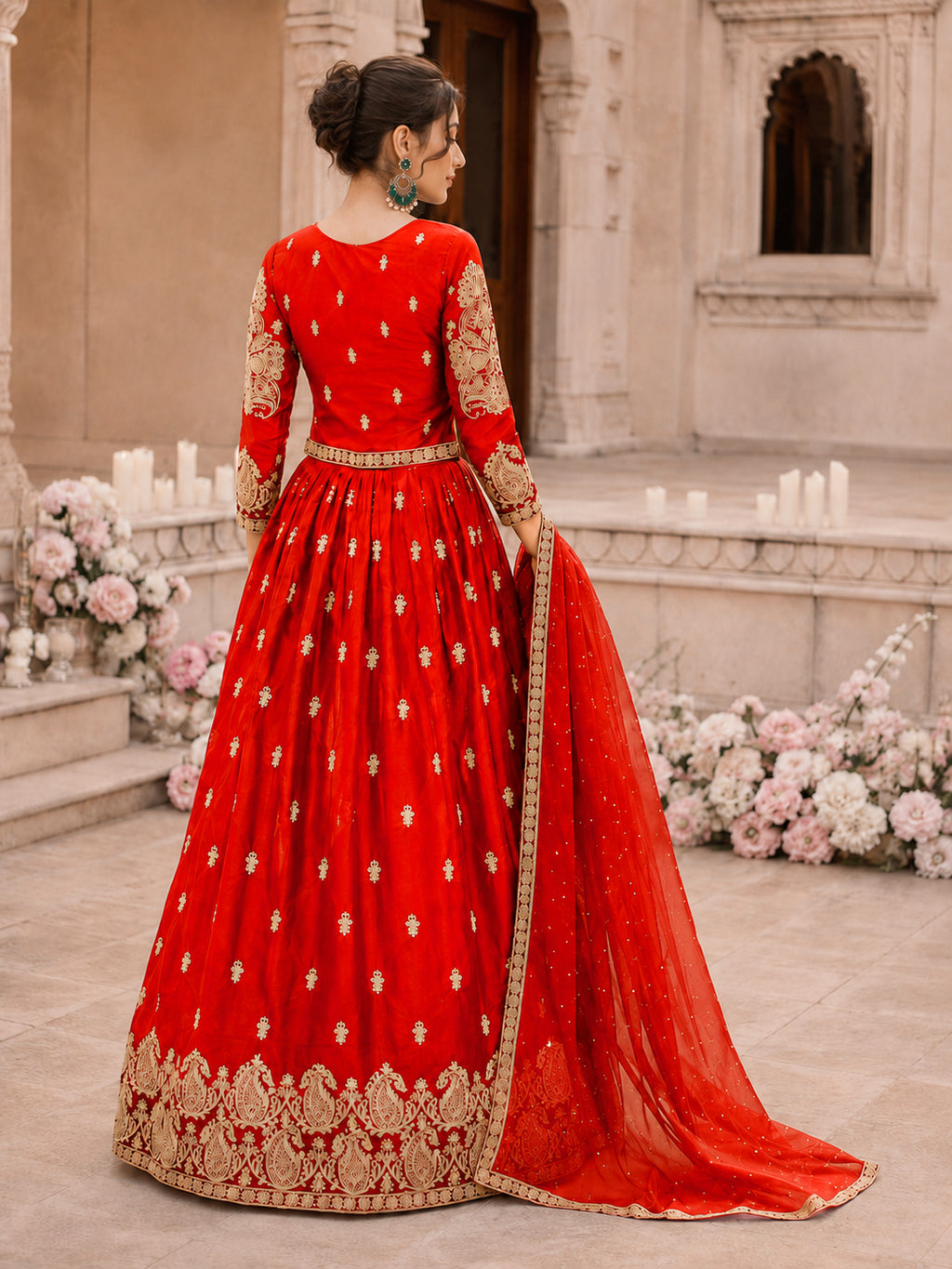 Lehenga Choli Set with Dupatta -Orange