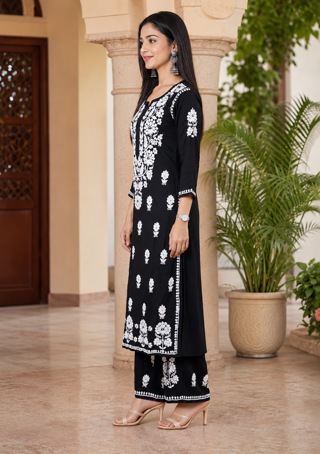 Black Chikankari Kurta Set