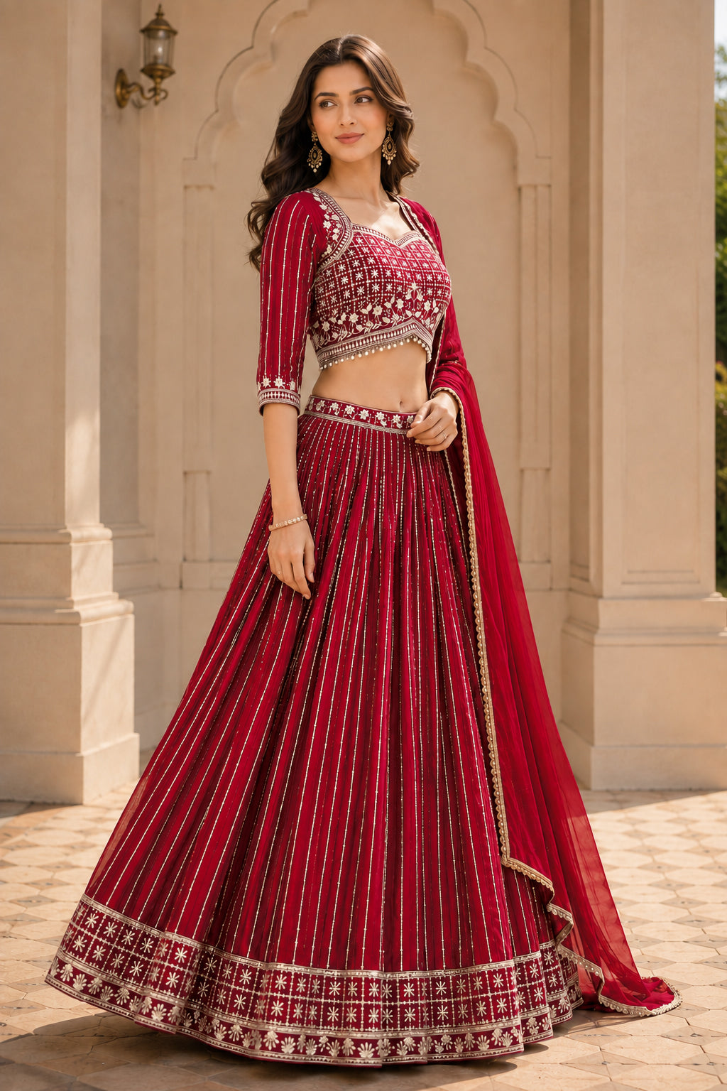Embroidered Lehenga Choli Set with Dupatta