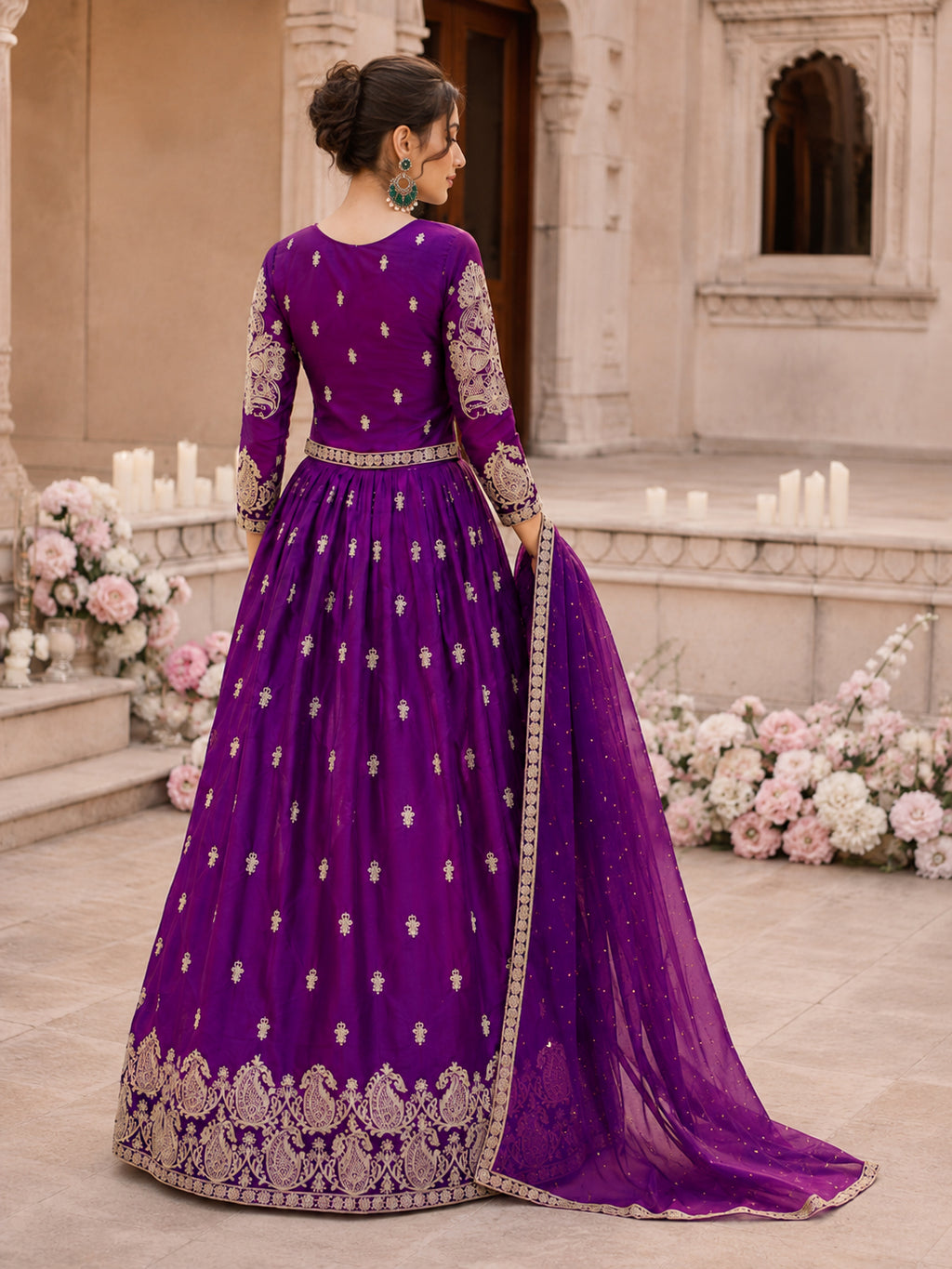 Lehenga Choli Set with Dupatta - Violet