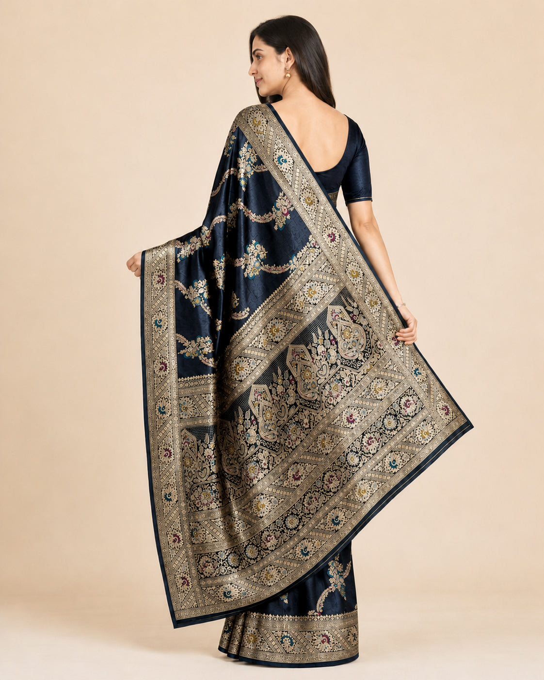 Navy Minakari Elegance Saree