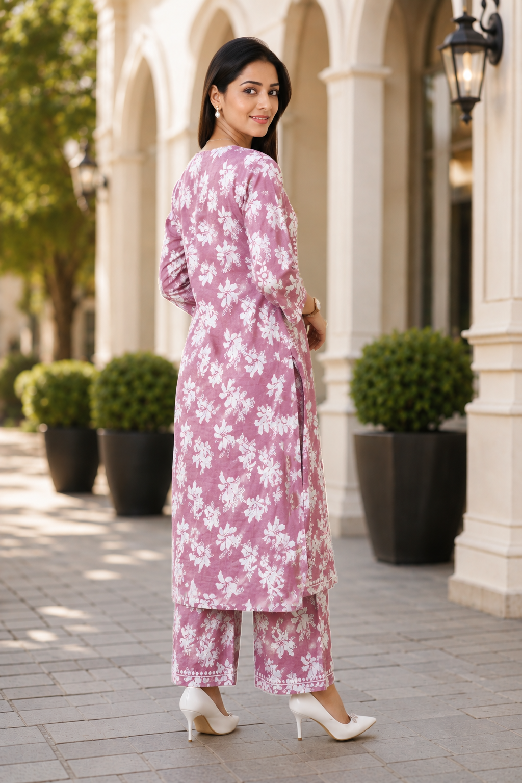 Printed Chikankari Kurta Set