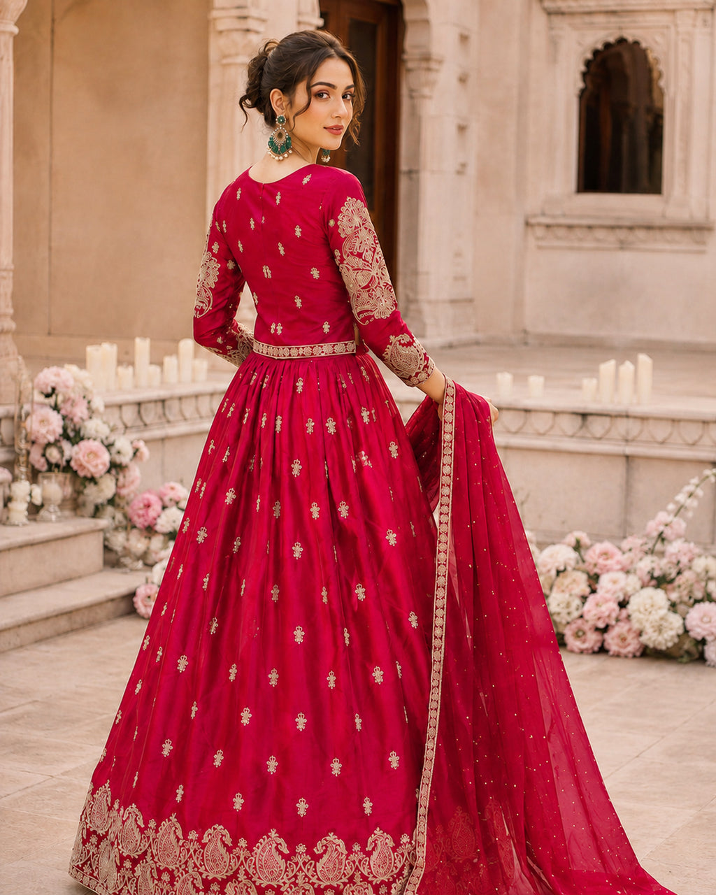 Lehenga Choli Set with Dupatta - Red