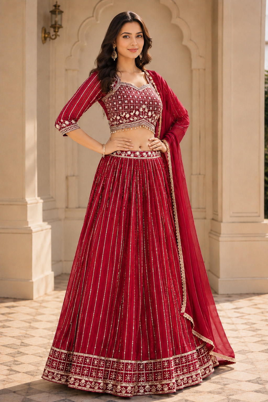 Embroidered Lehenga Choli Set with Dupatta