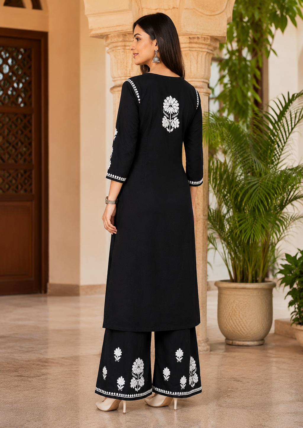 Black Chikankari Kurta Set