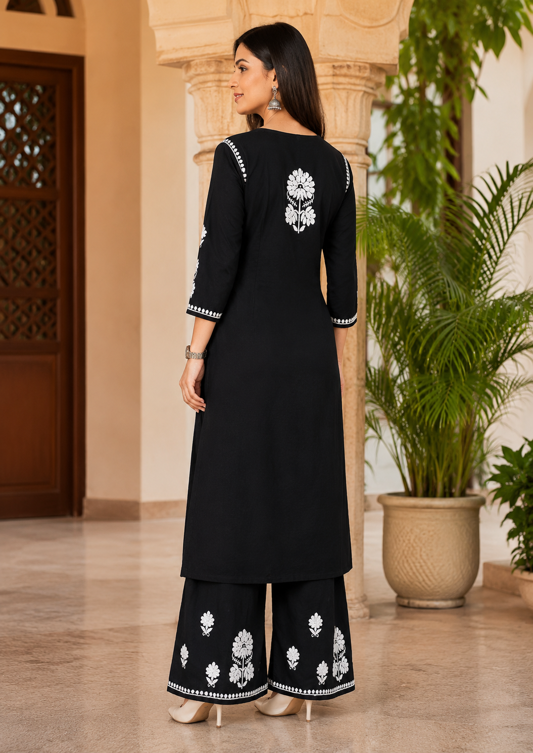 Black Chikankari Kurta Set