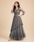 Embroidered Asymmetric Kurta & Flared Skirt