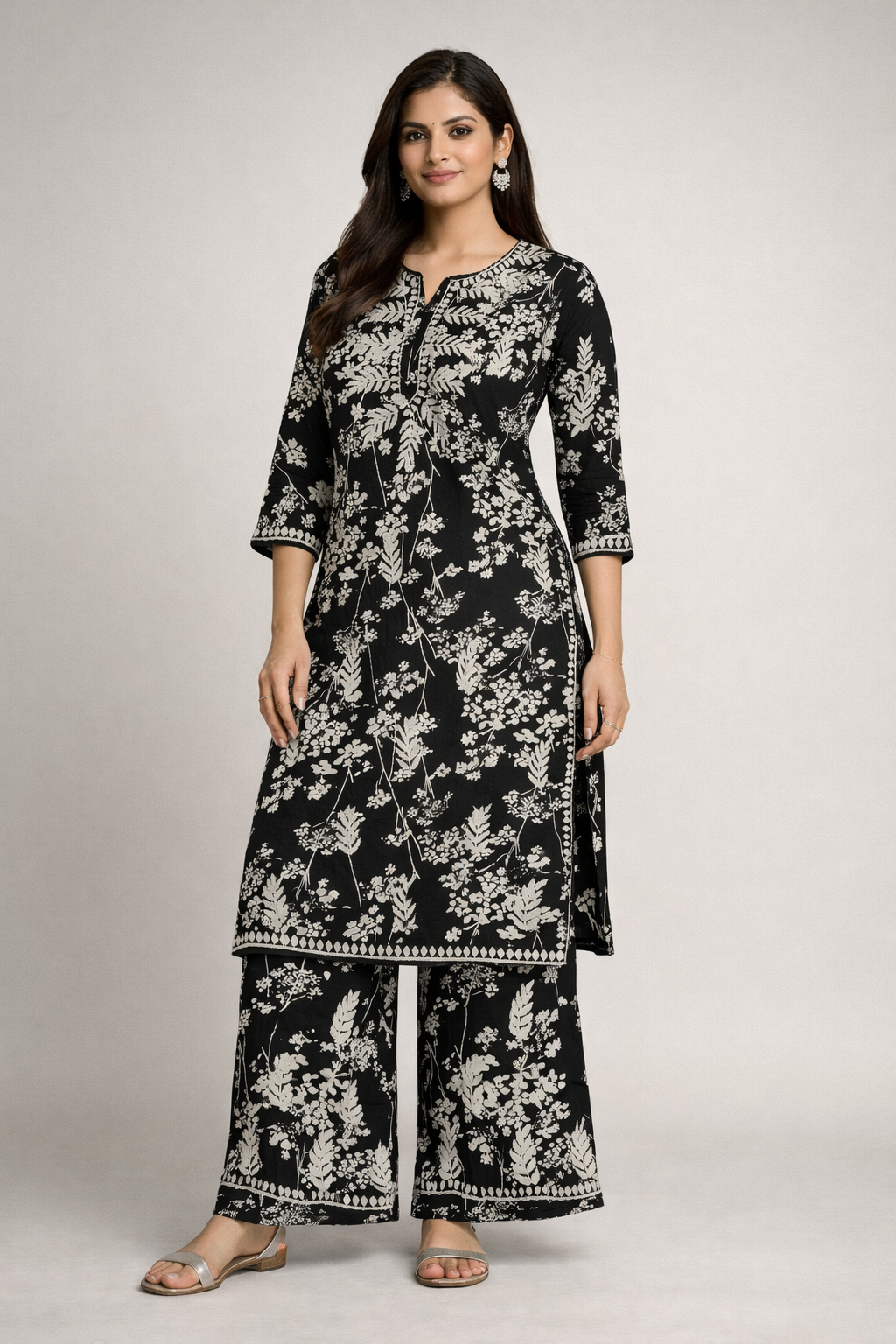 Printed Chikankari Kurta Set
