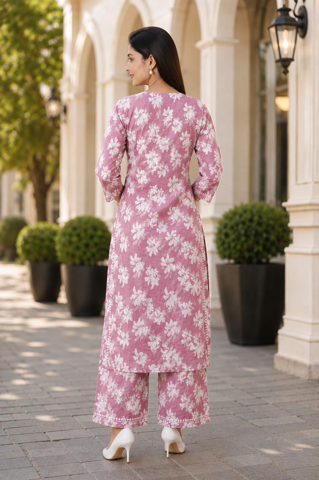 Printed Chikankari Kurta Set