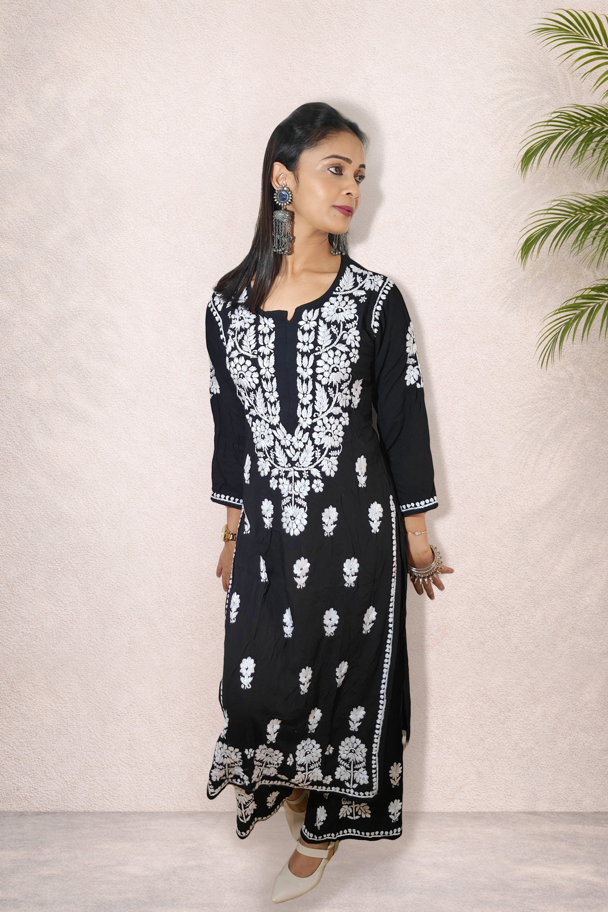 Black Chikankari Kurta Set