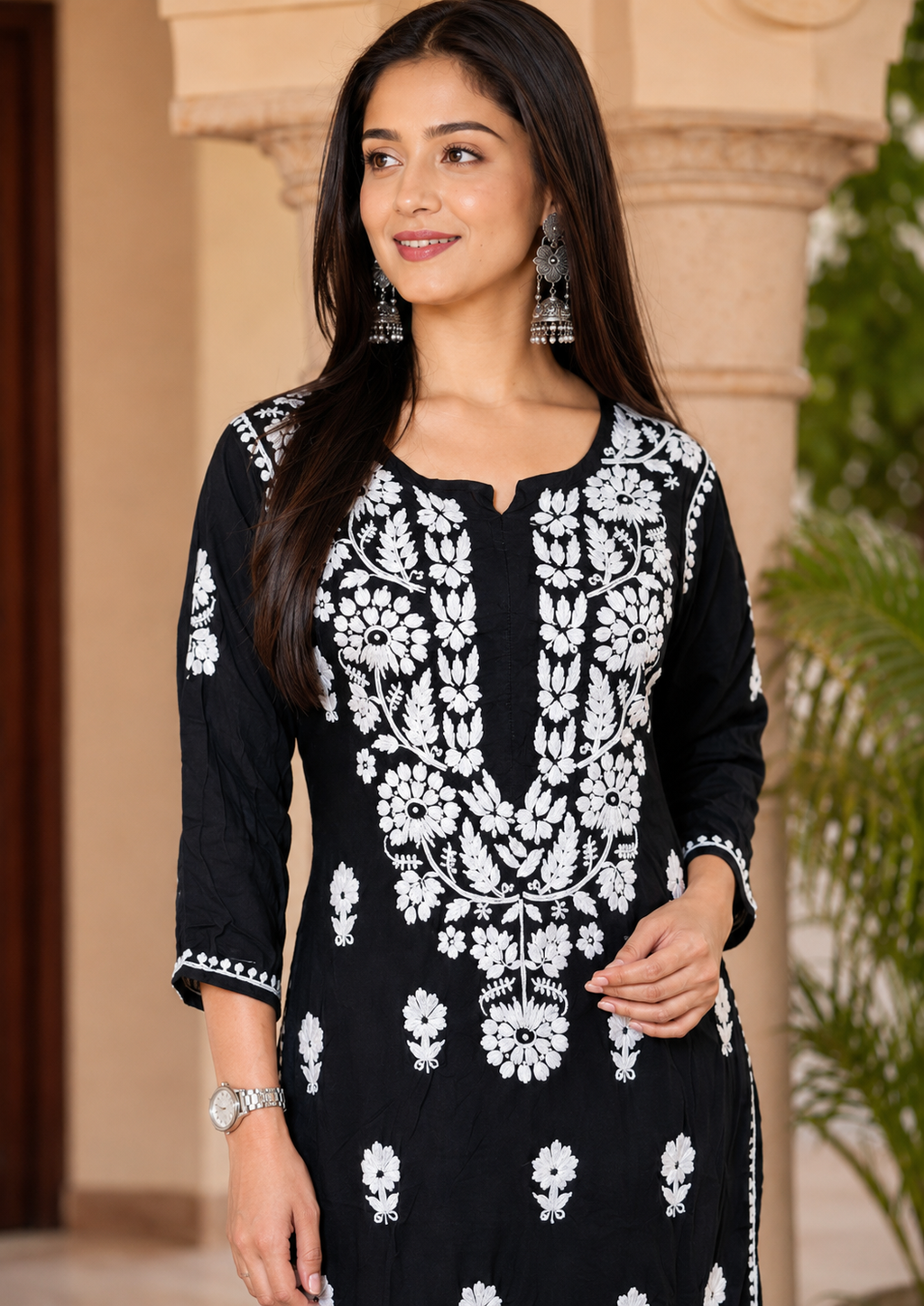 Black Chikankari Kurta Set