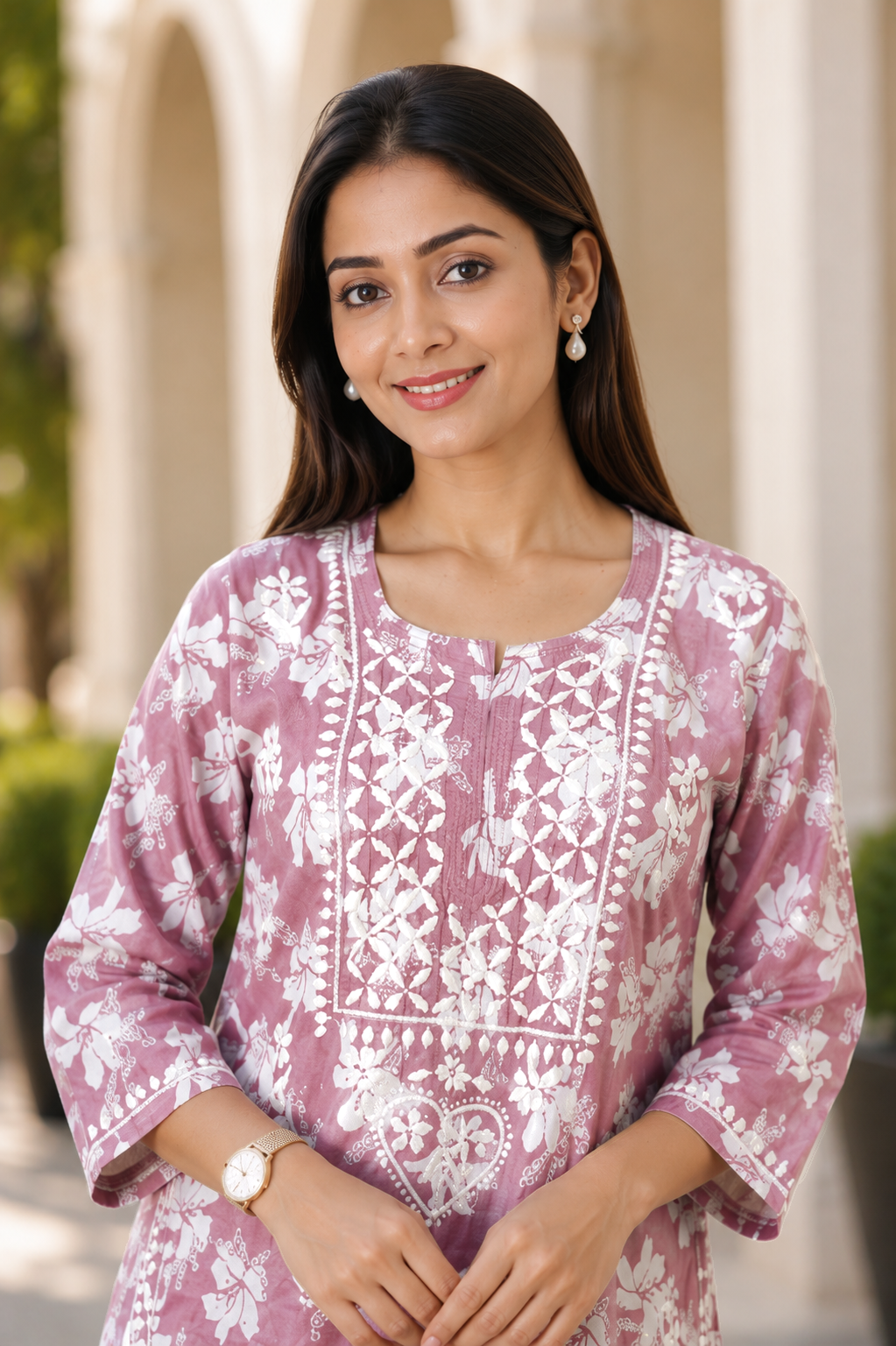 Printed Chikankari Kurta Set