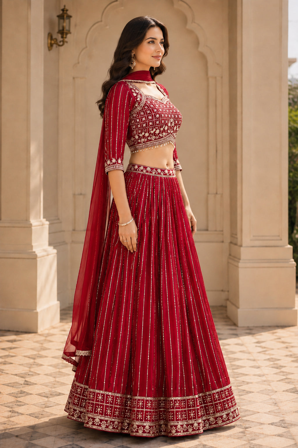 Embroidered Lehenga Choli Set with Dupatta