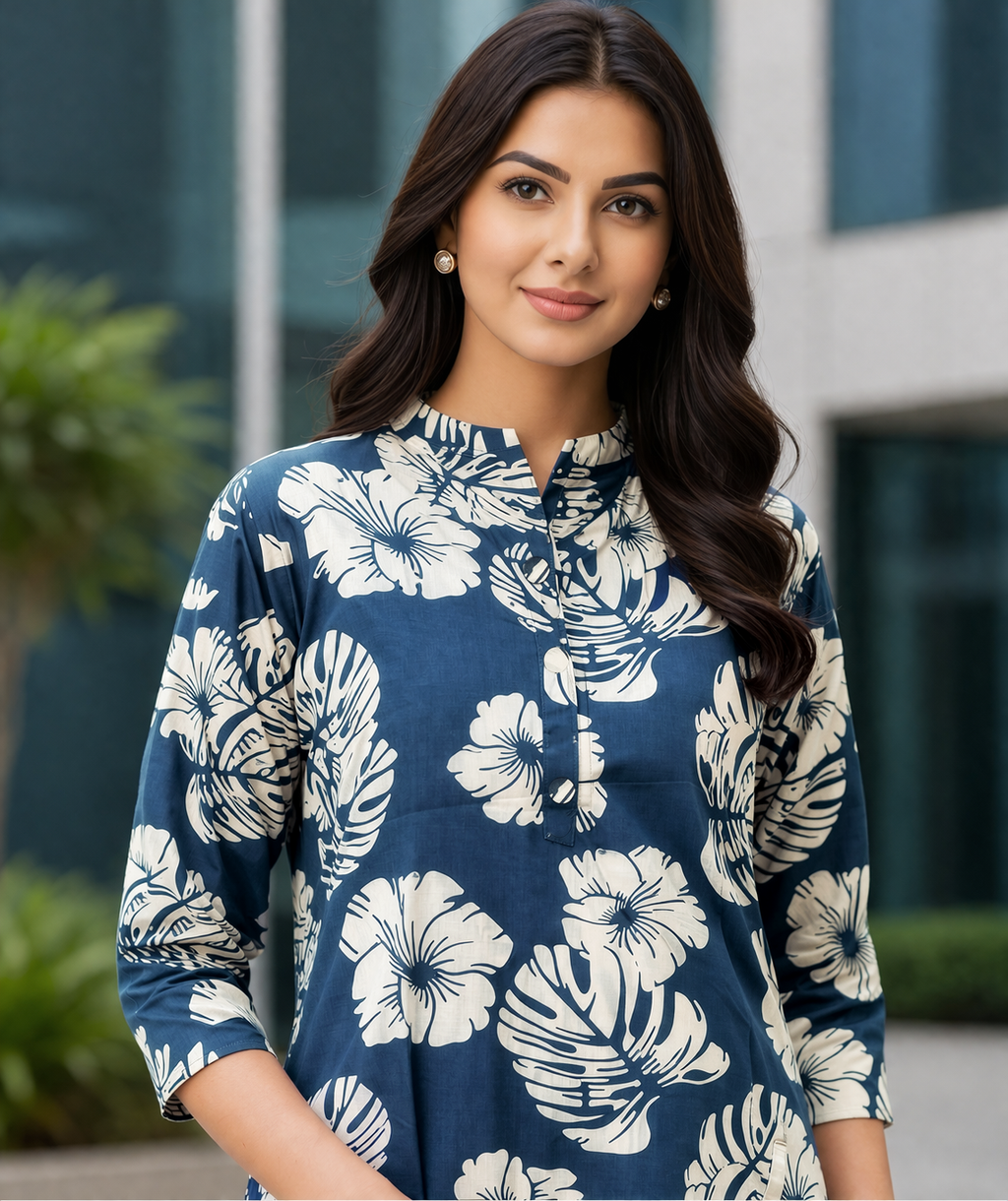 Floral Printed Cotton Kurta