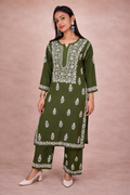 OLIVE NOOR CHIKANKARI KURTA SET
