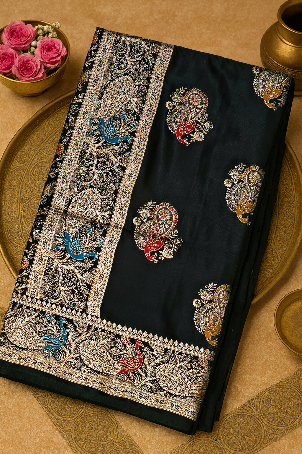 Regal Black Minakari Silk Saree