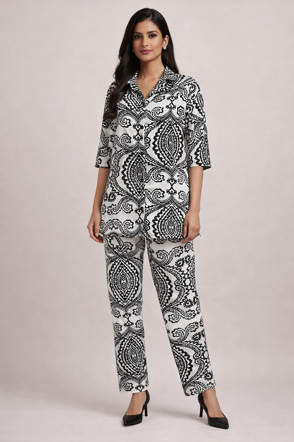 Ivory Noir Geometric Co-ord Set