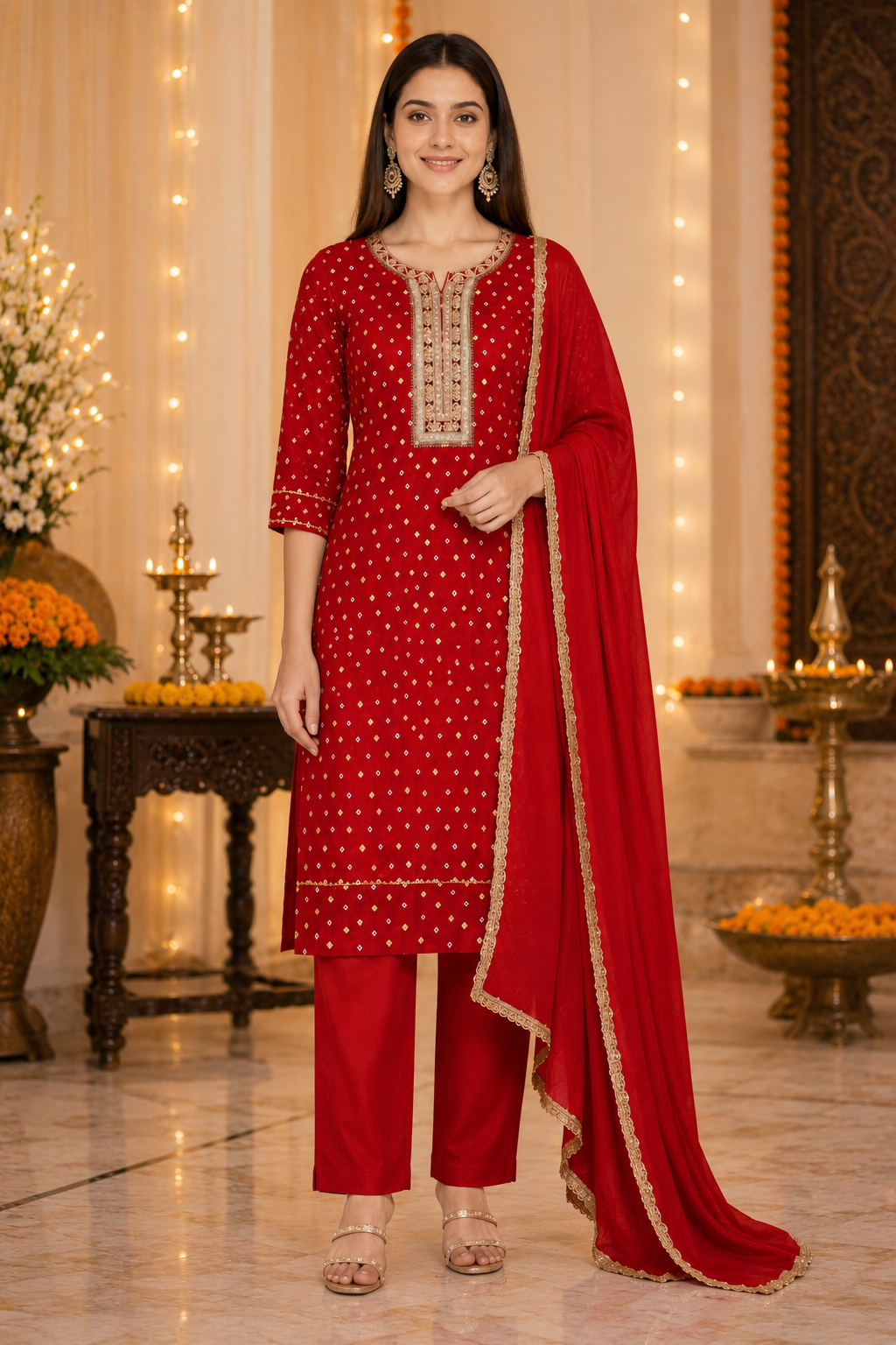 Ruby Glow Ethnic Set