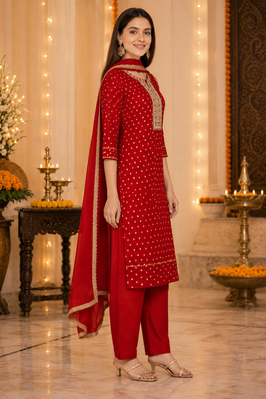 Ruby Glow Ethnic Set