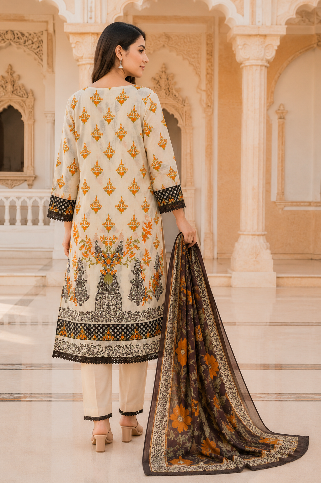 Women's Autumn Bloom Printed Kurta Set with Dupatta