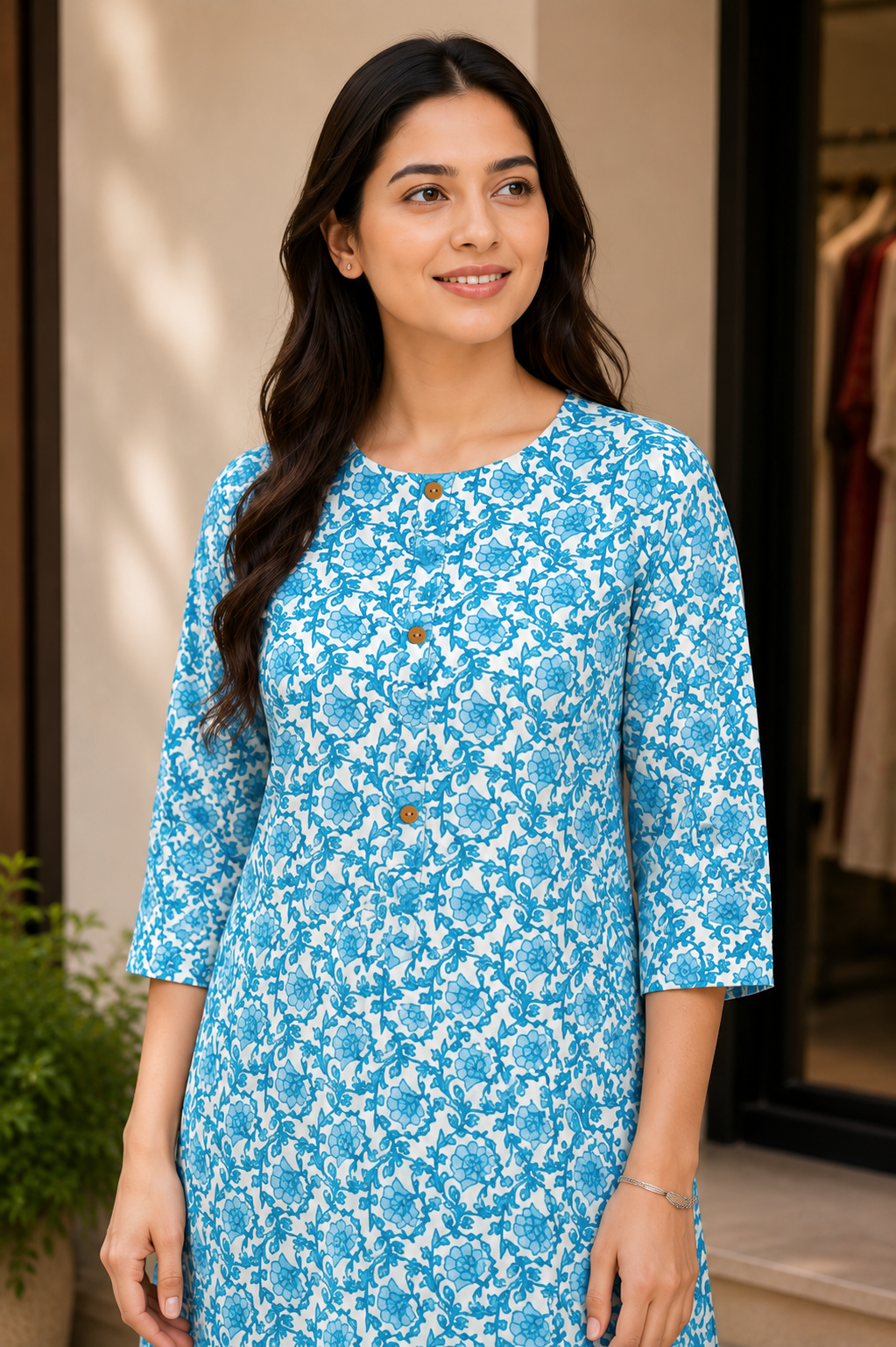 Women's Floral Printed Kurta Pant Set - White