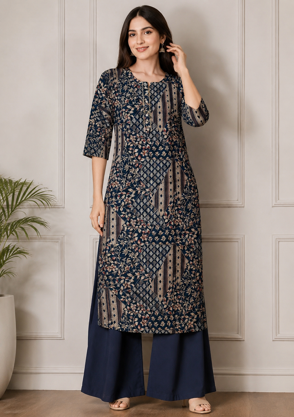 Floral Printed Cotton Kurta